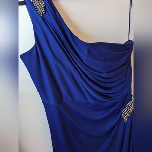 Alex Evenings Blue Formal One Shoulder Gown